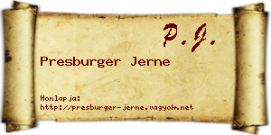 Presburger Jerne névjegykártya